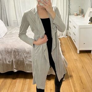 Grey Women’s Suede Duster Jacket Cardigan
